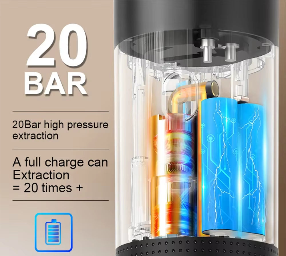 Wireless Electric Portable Espresso Coffee Machine for Car & Home Camping Coffee Maker 3-In-1 Capsule Powder Travel Coffee Maker